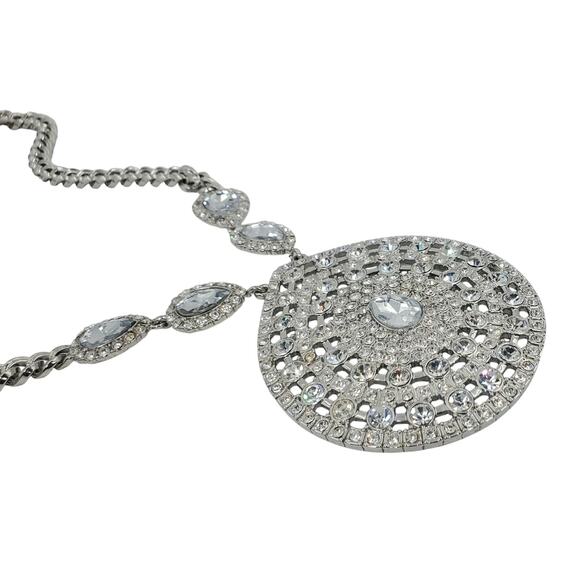 Cat Deeley SYTYCD Bold Chunky Austrian Crystal Long Medallion Statement Necklace - Picture 1 of 7